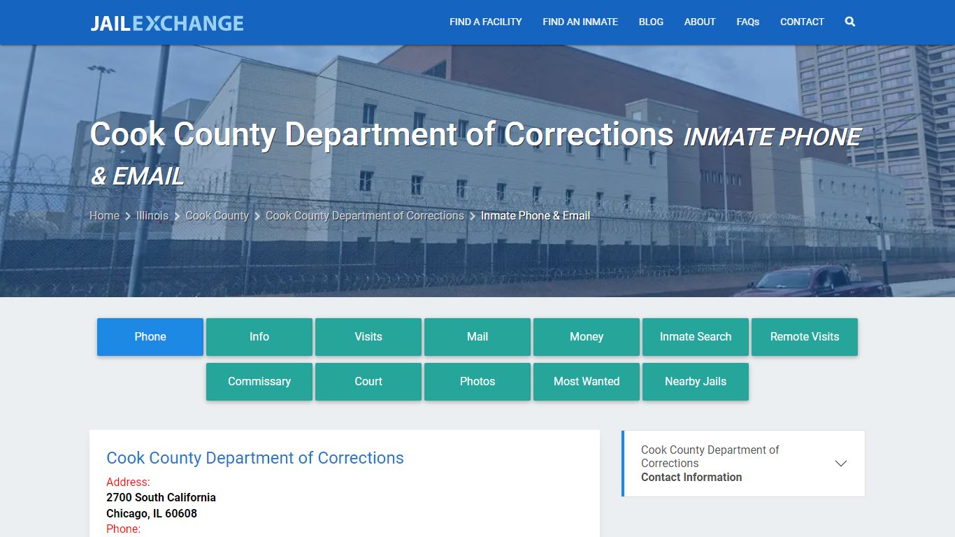 Inmate Phone - Cook County Department of Corrections, IL - Jail Exchange